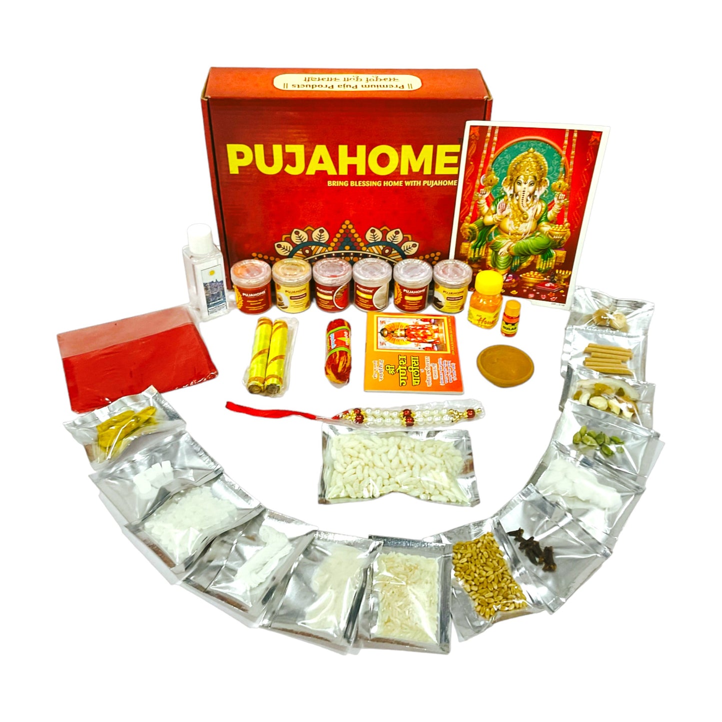 गणेश पूजन के लिए पूजाहोम गणेश पूजा सामग्री किट (30+ आइटम)