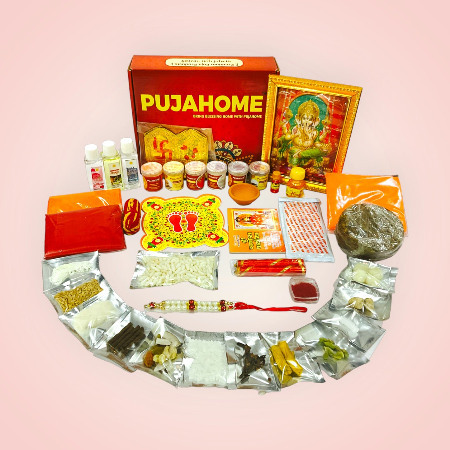 Pujahome Ganesh Puja Samagri Kit for Ganesh Pujan (40+ Items)