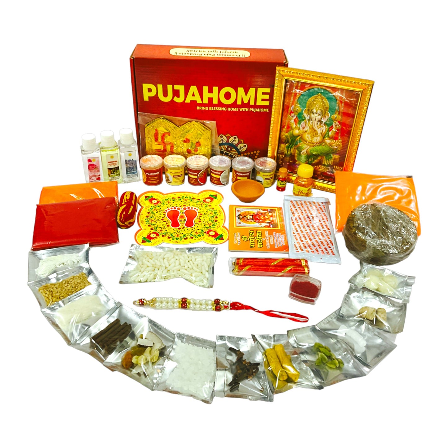 Pujahome Ganesh Puja Samagri Kit for Ganesh Pujan (40+ Items)