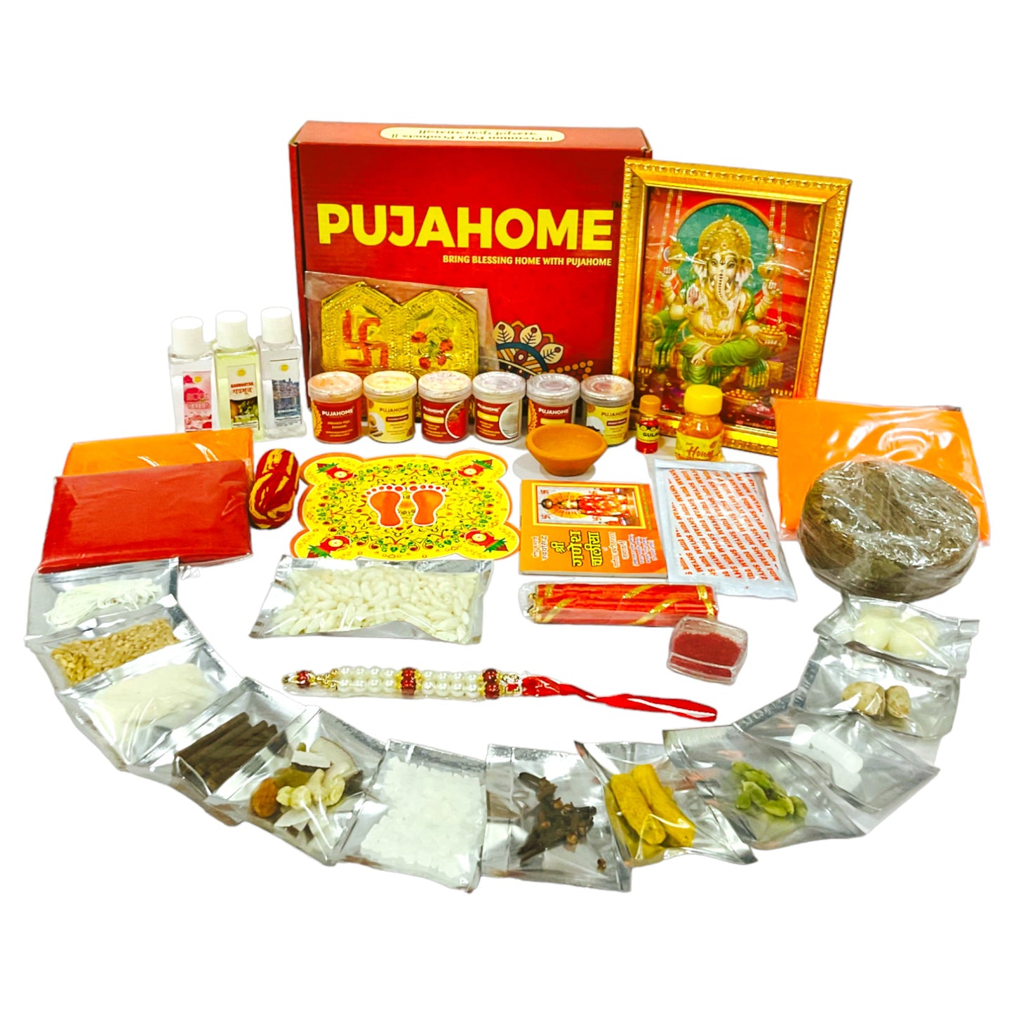Pujahome Ganesh Puja Samagri Kit for Ganesh Pujan (40+ Items)