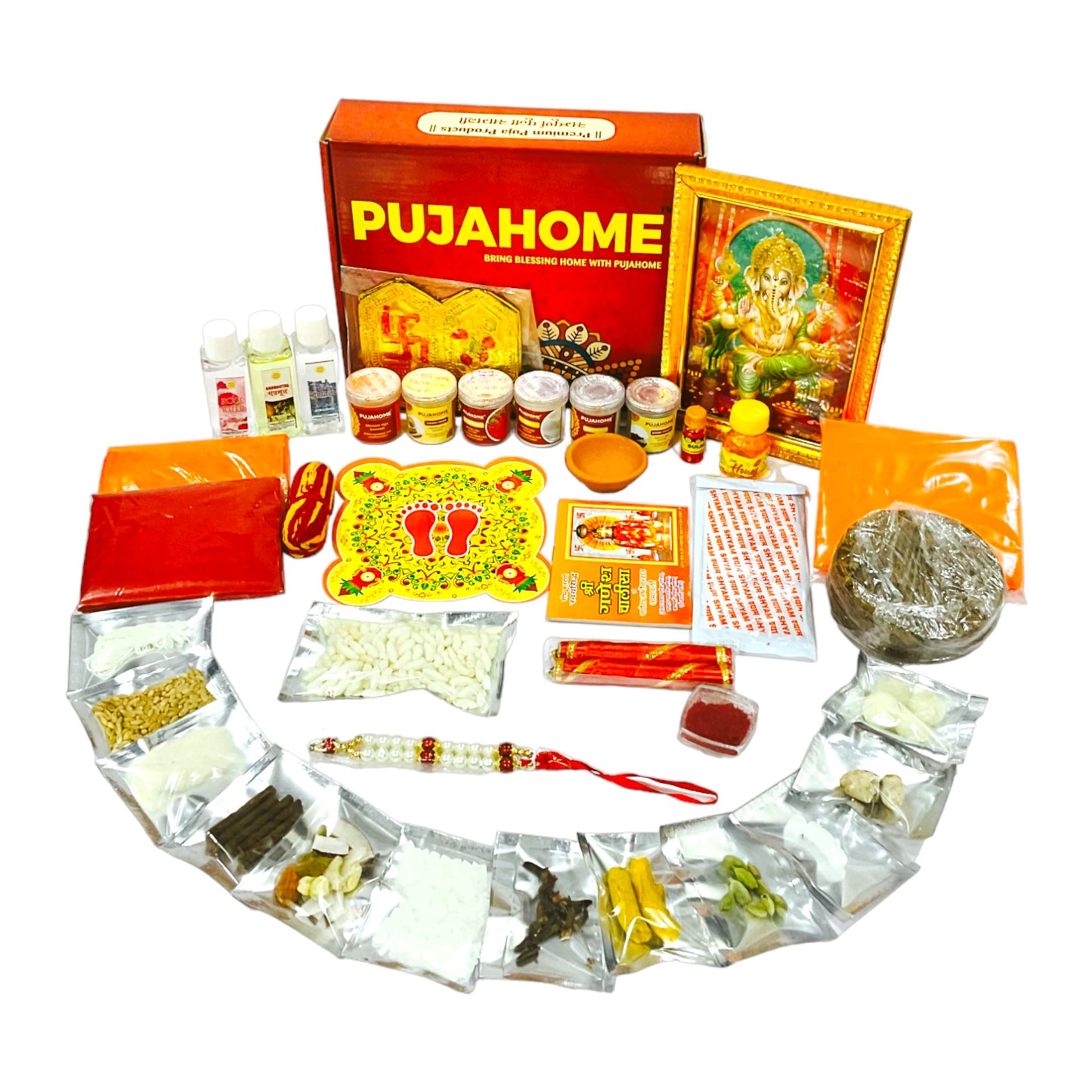 Pujahome Ganesh Puja Samagri Kit for Ganesh Pujan (40+ Items)