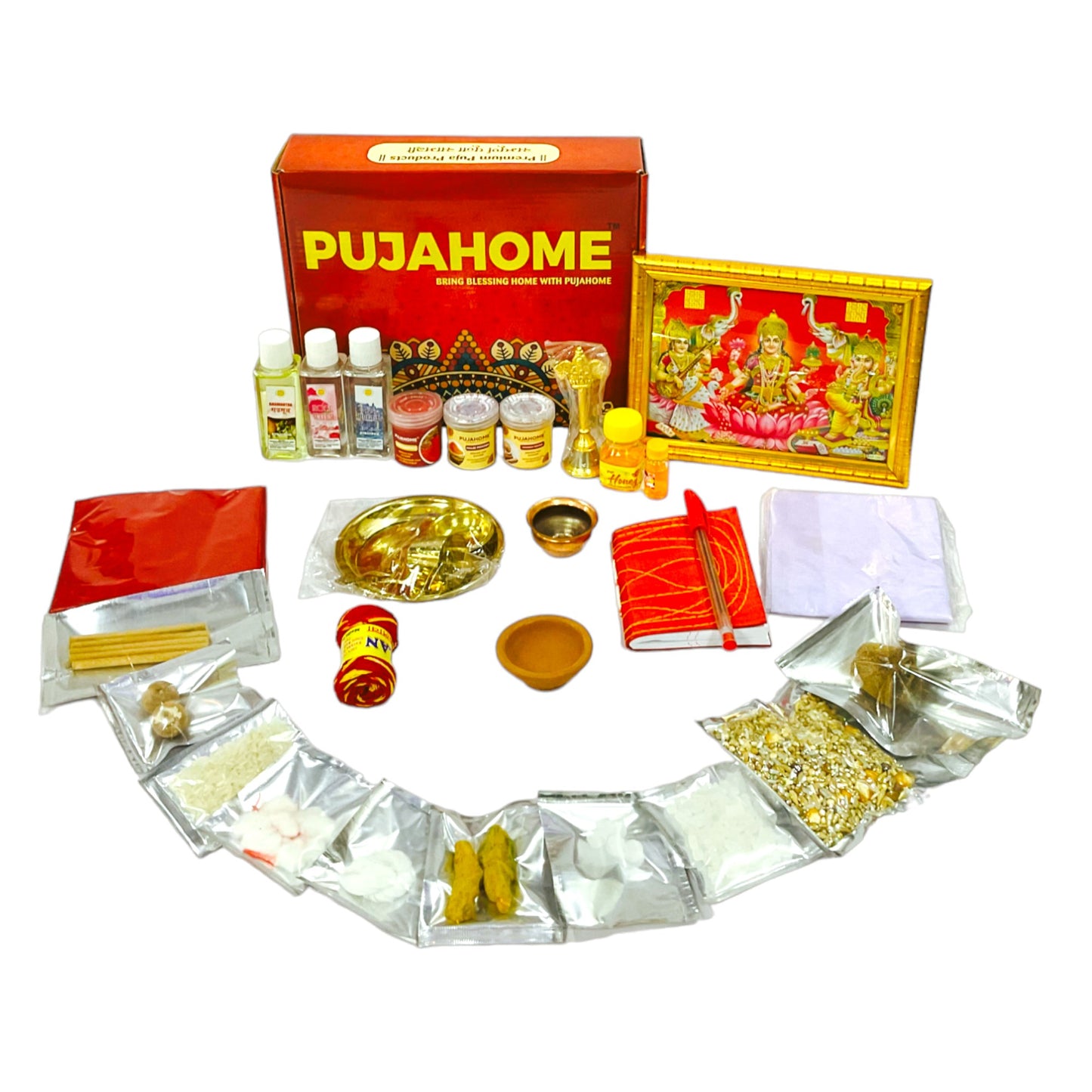 Pujahome New Office Opening Puja Samagri Kit (Pack of 32 Items)