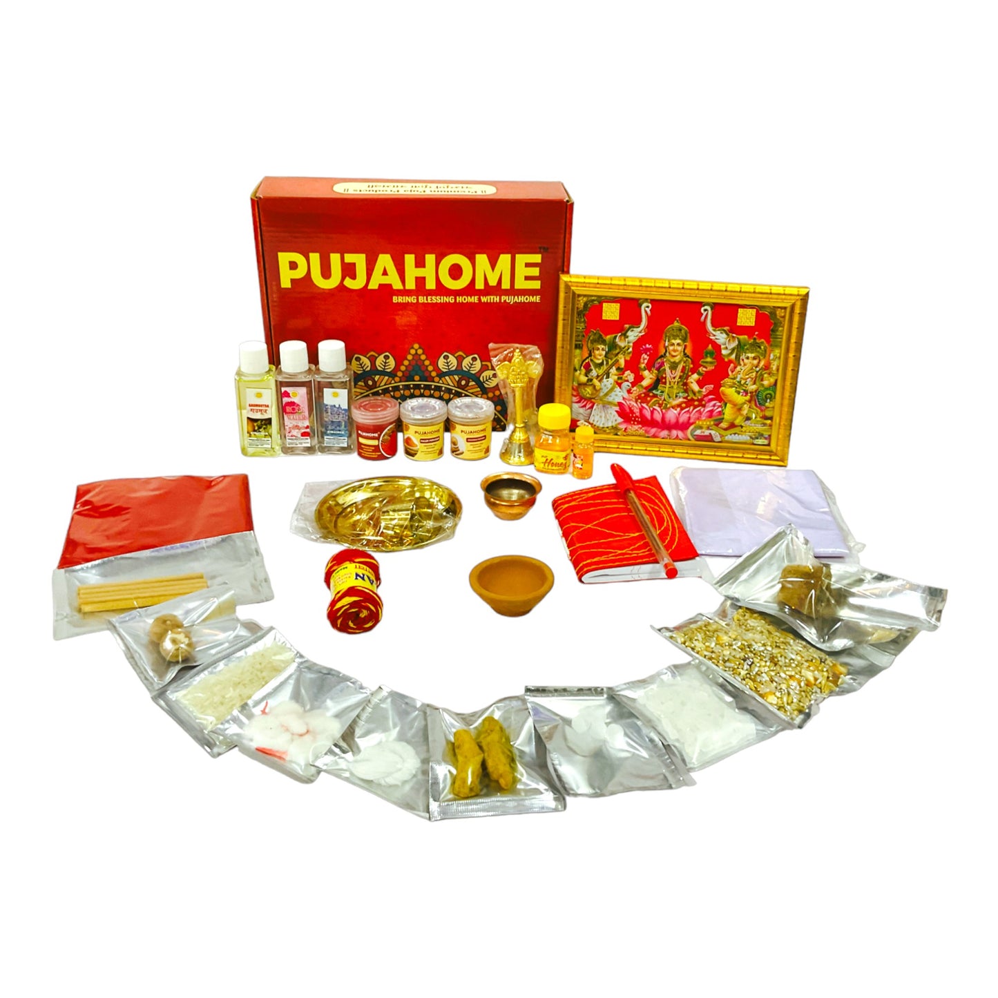Pujahome New Office Opening Puja Samagri Kit (Pack of 32 Items)