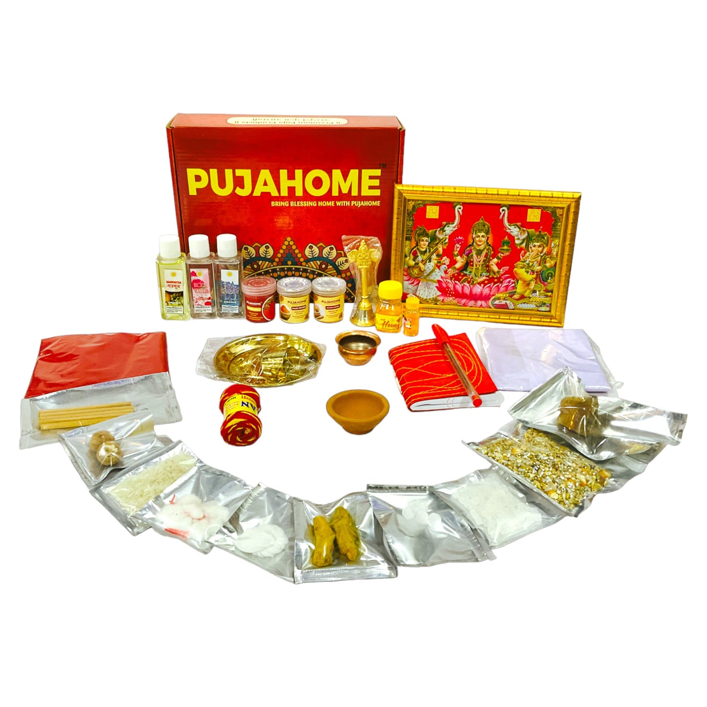 Pujahome New Office Opening Puja Samagri Kit (Pack of 32 Items)