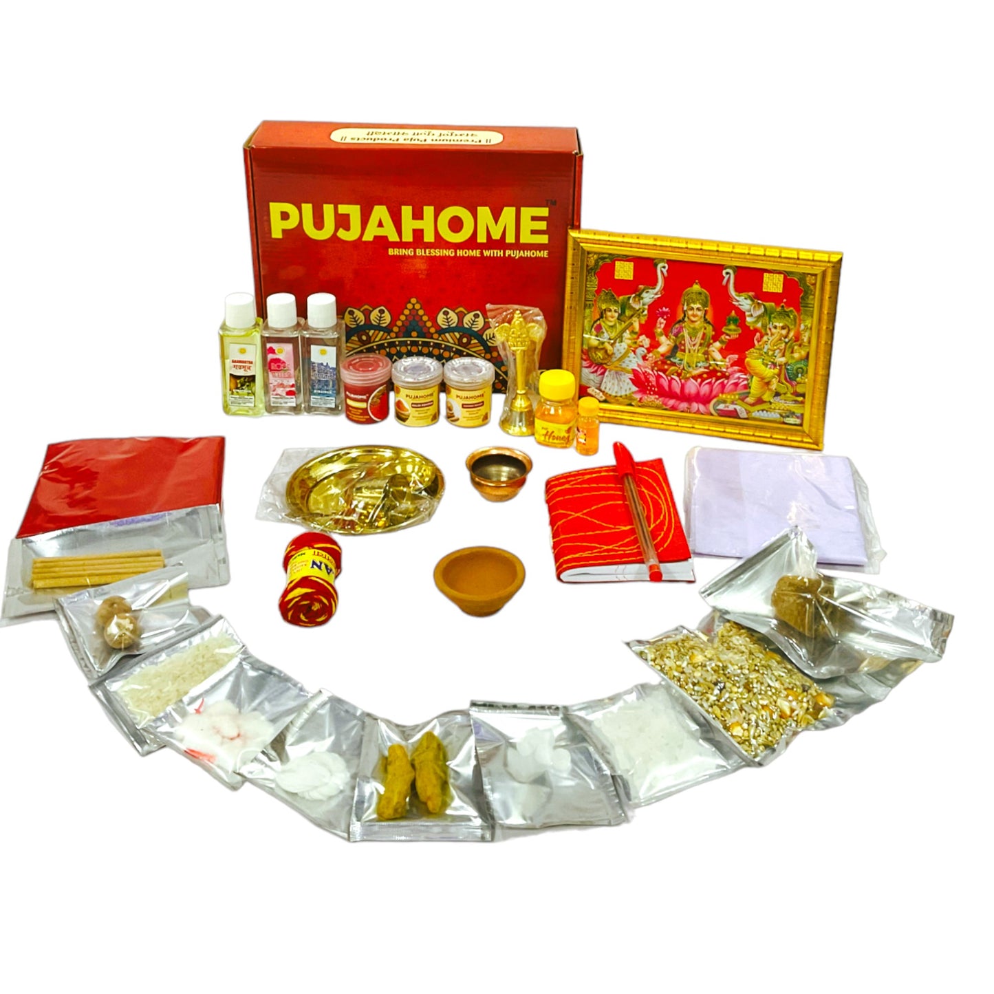 Pujahome New Office Opening Puja Samagri Kit (Pack of 32 Items)