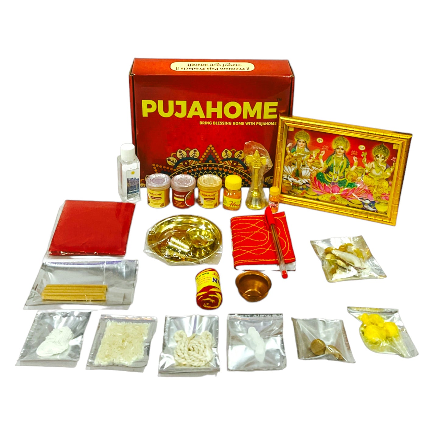Pujahome Office Opening Puja Samagri Kit (Pack of 24 Items)