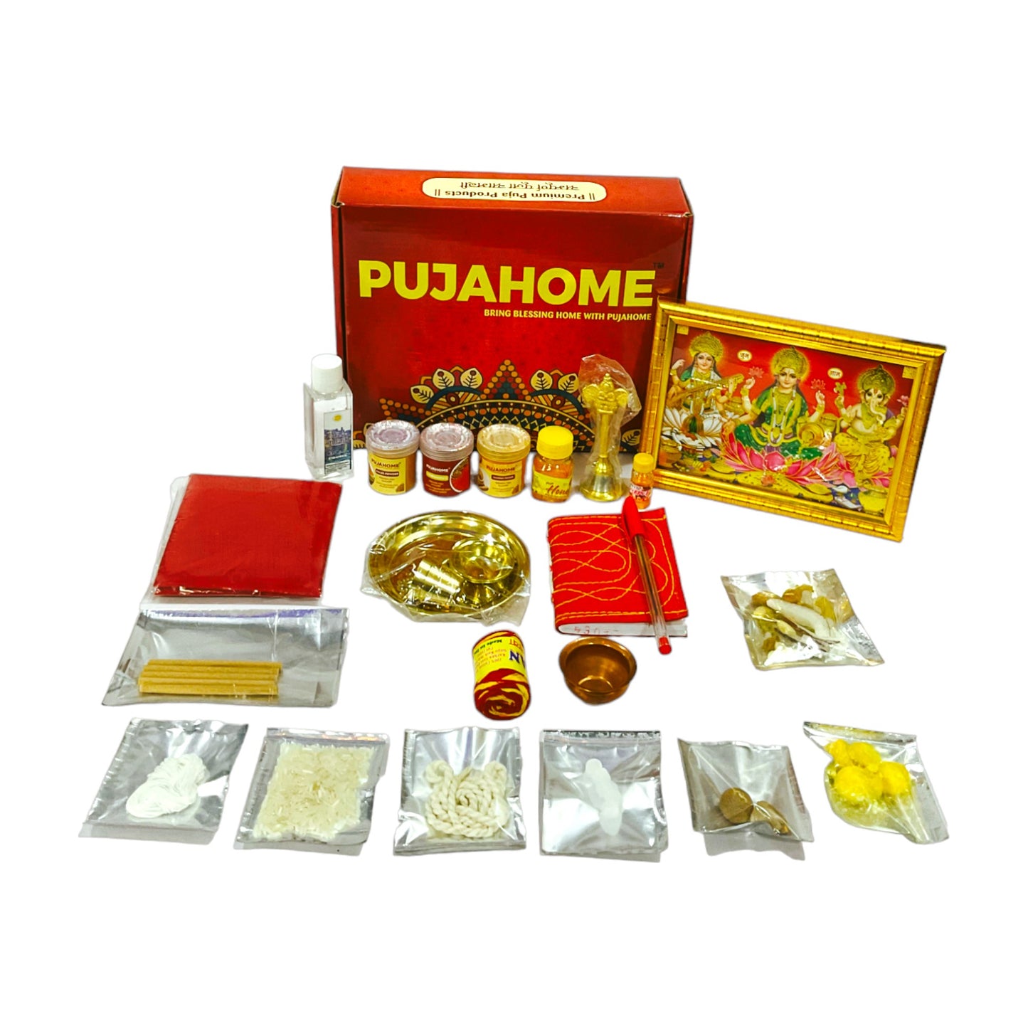 Pujahome Office Opening Puja Samagri Kit (Pack of 24 Items)