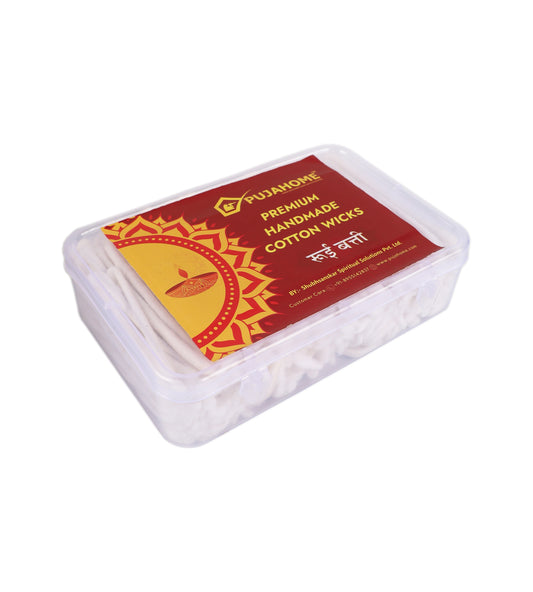 Pujahome Long Cotton Wicks - White, Length - 3.5 Inches 50 Grms(Box Pack)