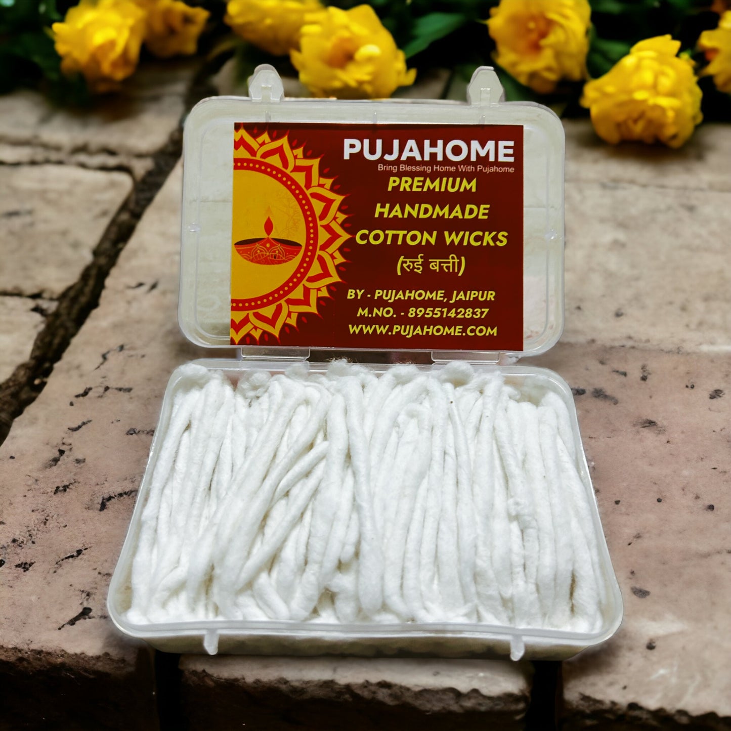 Pujahome Long Cotton Wicks - White, Length - 3.5 Inches 50 Grms(Box Pack)