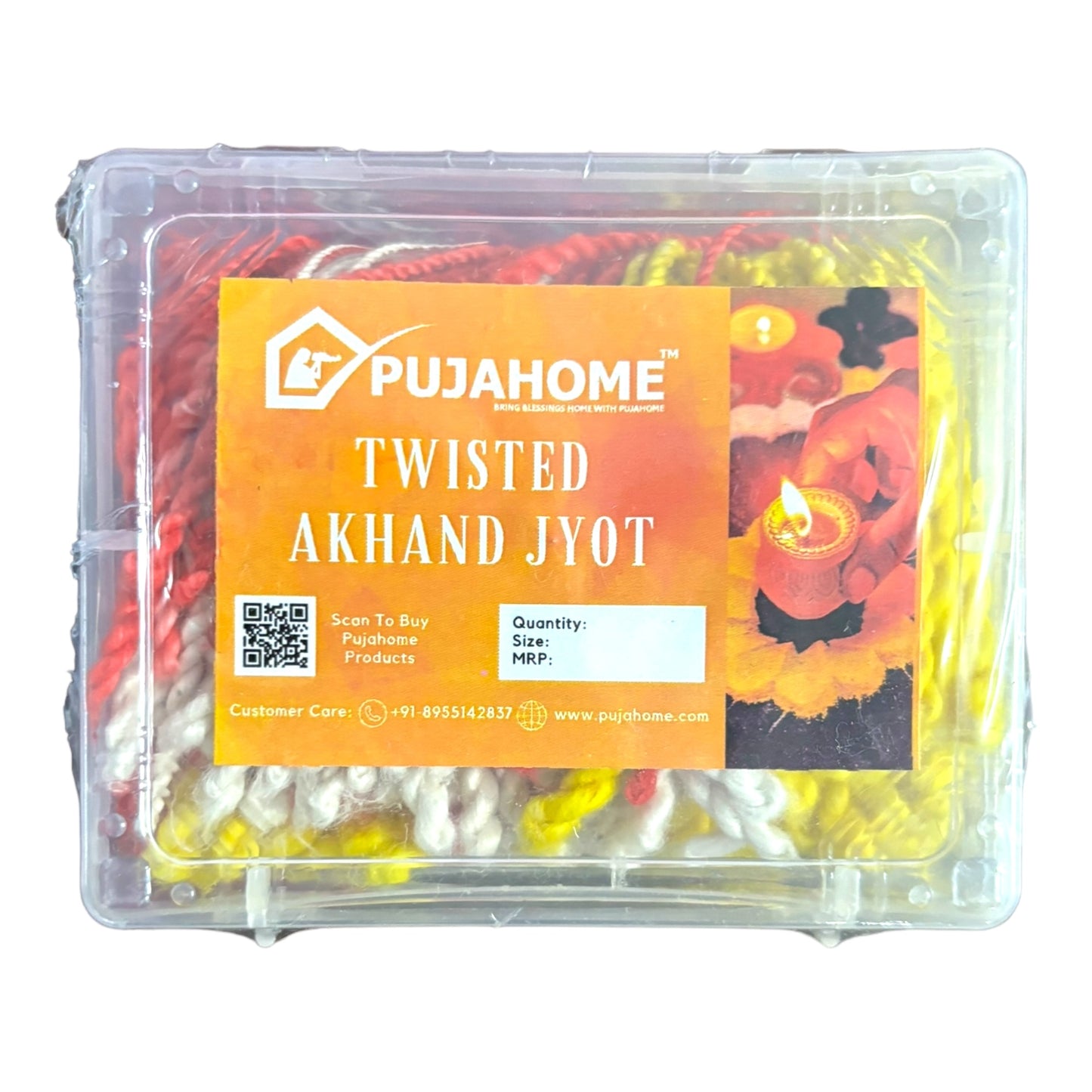 Pujahome Twisted Akhand Jyot Cotton Color Short Wick ( 300+ Pieces), Multi Colour
