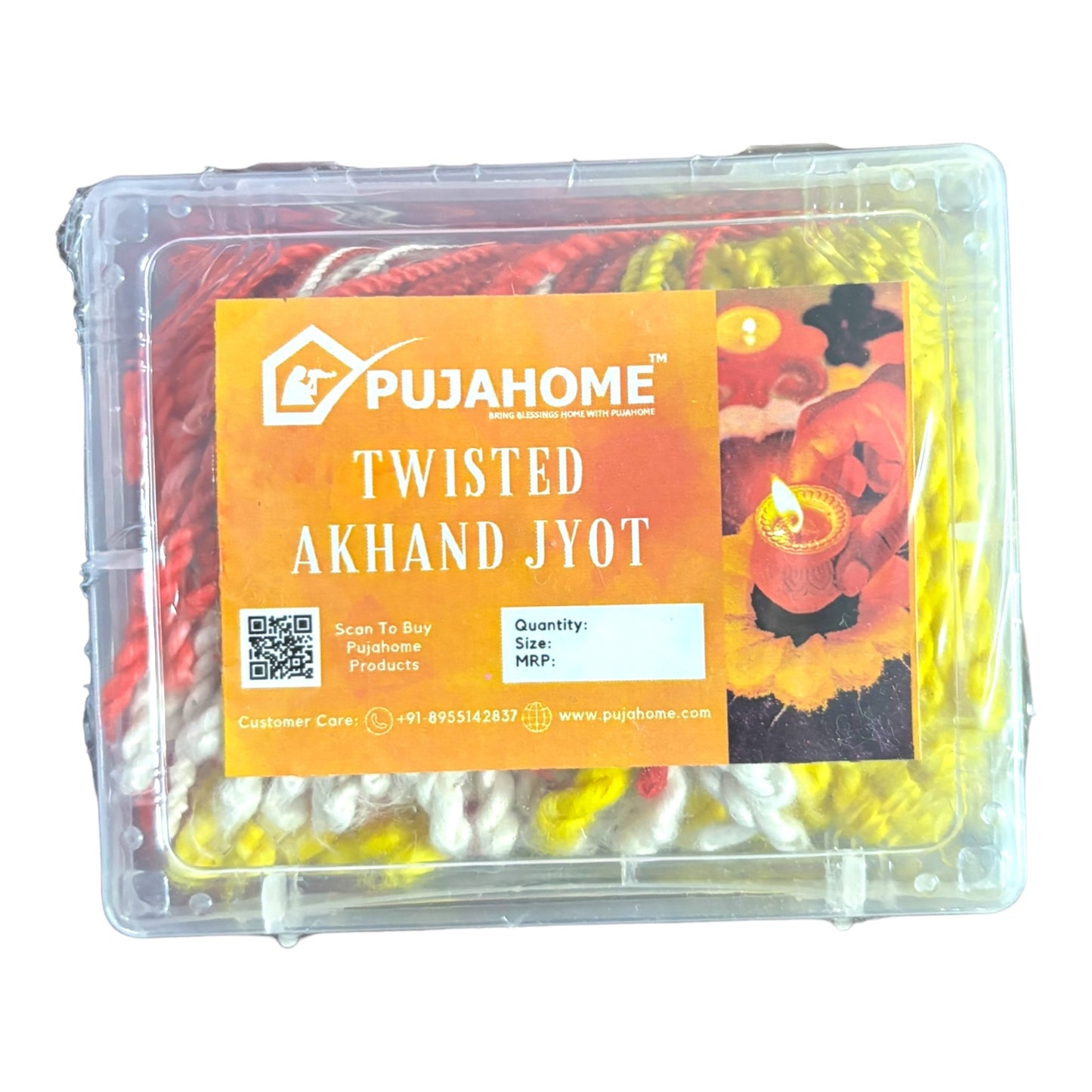 Pujahome Twisted Akhand Jyot Cotton Color Short Wick ( 300+ Pieces), Multi Colour