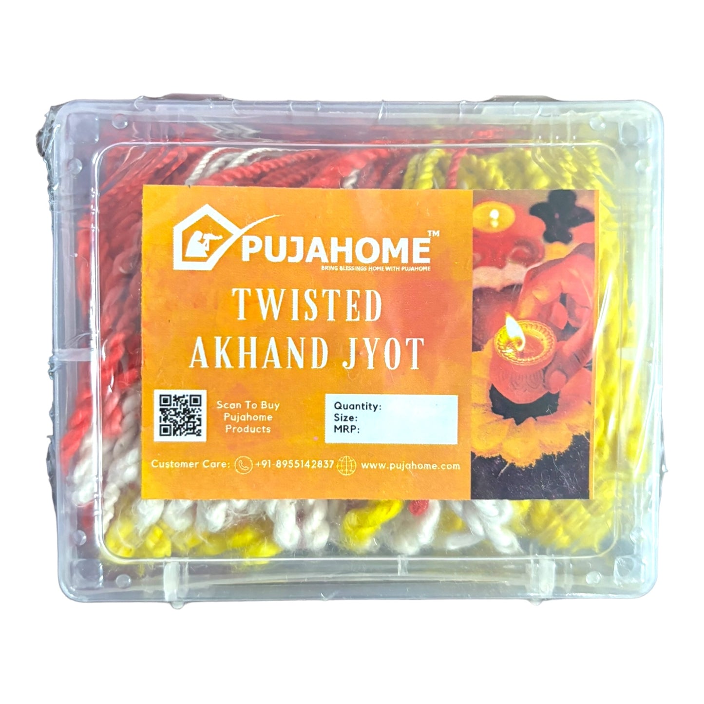 Pujahome Twisted Akhand Jyot Cotton Color Short Wick ( 300+ Pieces), Multi Colour