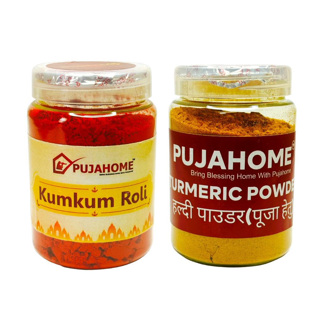Pujahome Pure kumkum (Roli) & Halid for Puja and Tilak (Pack of 100grm x 2)