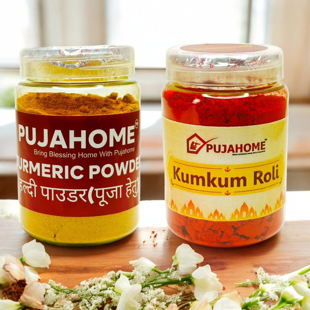 Pujahome Pure kumkum (Roli) & Halid for Puja and Tilak (Pack of 100grm x 2)
