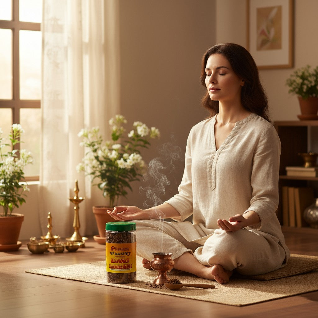 Pujahome 100% Pure and Natural | Mixture of Various Dried Herbal Roots and Leaves for Vedic Yagya Pujan 400 Gram Jar (Pack of 1)