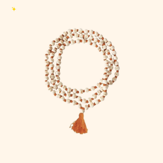 Pujahome Natural Original Tulsi Mala with Ram Naam Written on Every Bead (8 MM)