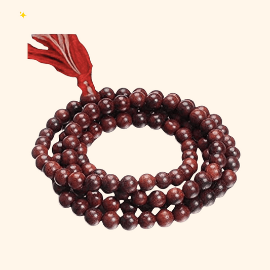 Pujahome Lal Chandan Mala / Red Sandalwood Mala - 108+1 Beads - Bead Size 8 MM