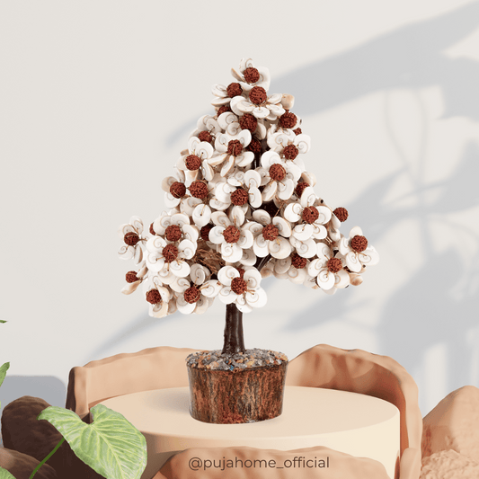 Pujahome Rudraksha and Original Gomti Chakra Tree with Rudraksha Beads and Gomati Chakra Tree(54/102/250 Beads)