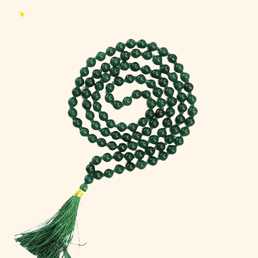 Pujahome Green Hakik Mala/Green Agate Mala (Size: 7mm, Beads: 108+1)