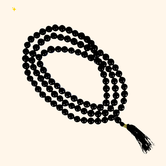 Pujahome Black Hakik Mala/Black Agate Mala (Size: 7mm, Beads: 108+1)