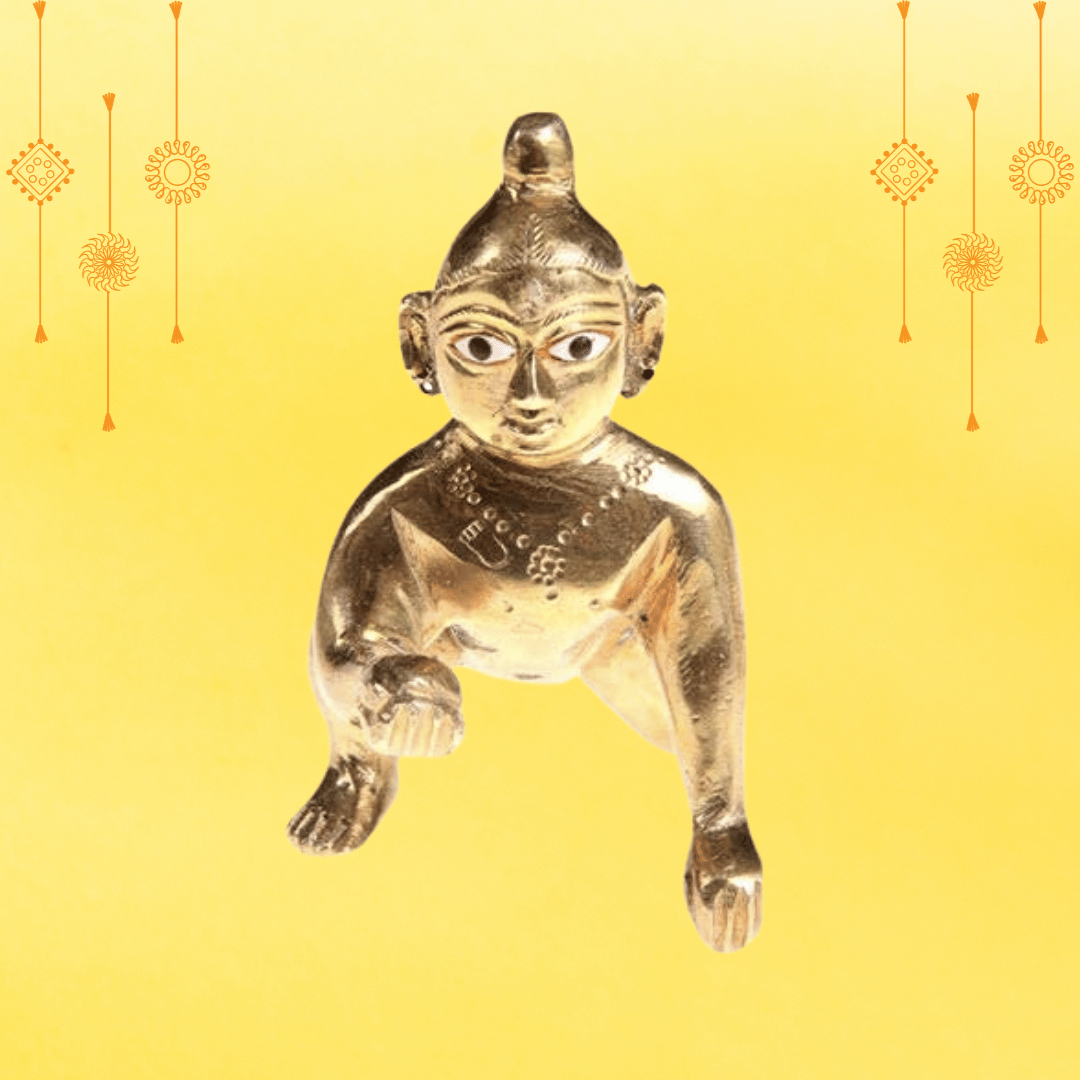 पूजाहोम लड्डू गोपाल मूर्ति/बाल गोपाल/ठाकुर जी धातु मूर्ति) वृन्दावन में निर्मित - आकार 3
