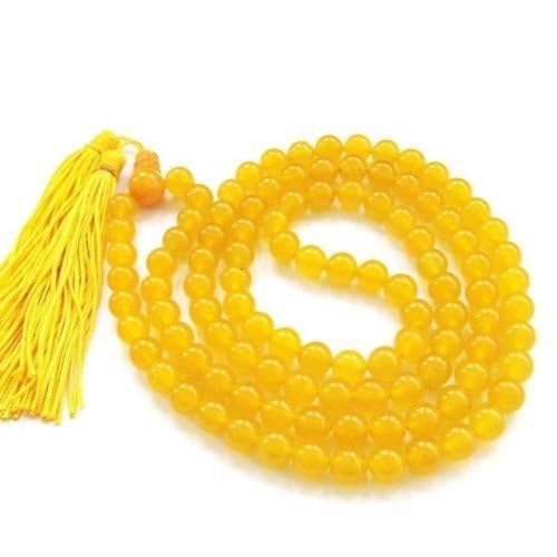 Pujahome Yellow Hakik Mala/Yellow Agate Mala (Size: 7mm, Beads: 108+1)