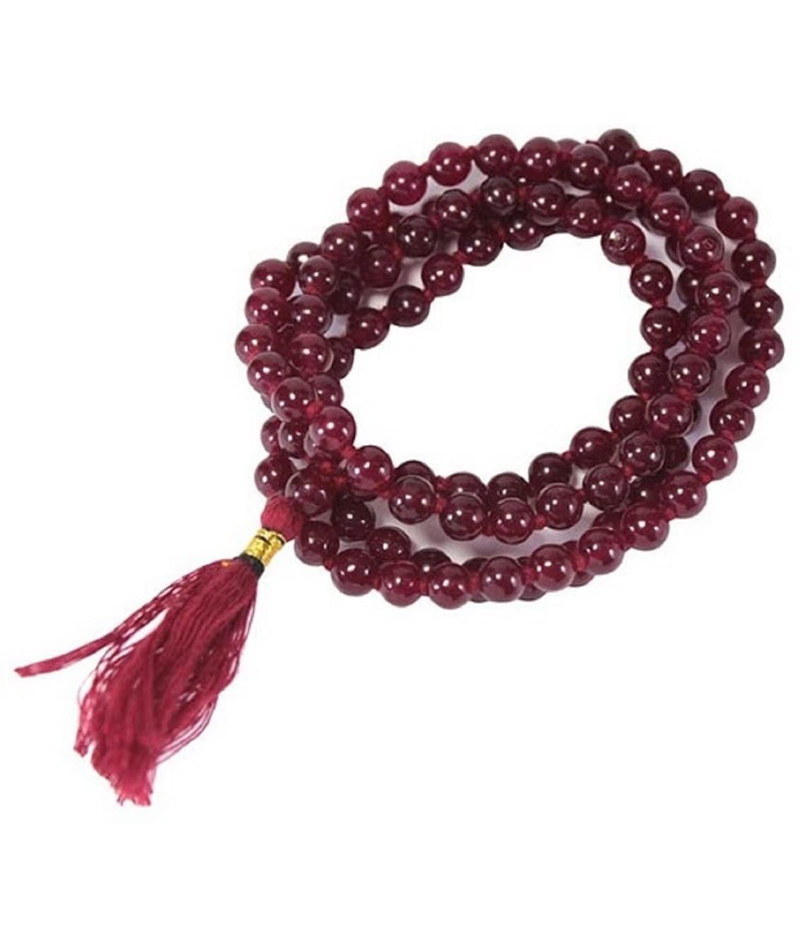Pujahome Red Hakik Mala/Red Agate Mala (Size: 7mm, Beads: 108+1)