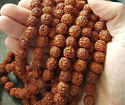Pujahome Rudraksha Mala (108+1 Guaranteed) 8-9 mm Approx Beads Lab Certified Natural Original 5 Panch Mukhi for Jaap Pooja Astrology Wearing Meditation