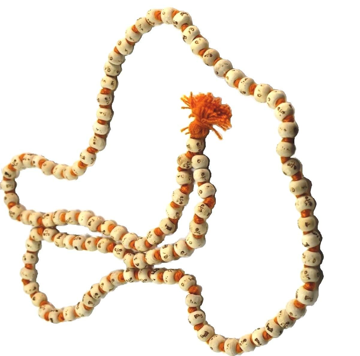 Pujahome Natural Original Tulsi Mala with Ram Naam Written on Every Bead (8 MM)