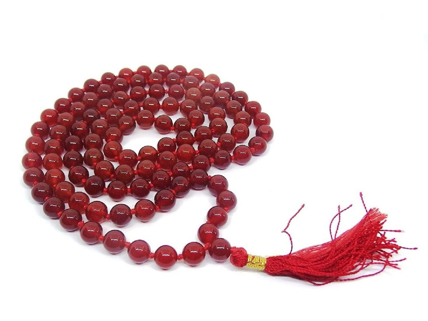 Pujahome Red Hakik Mala/Red Agate Mala (Size: 7mm, Beads: 108+1)