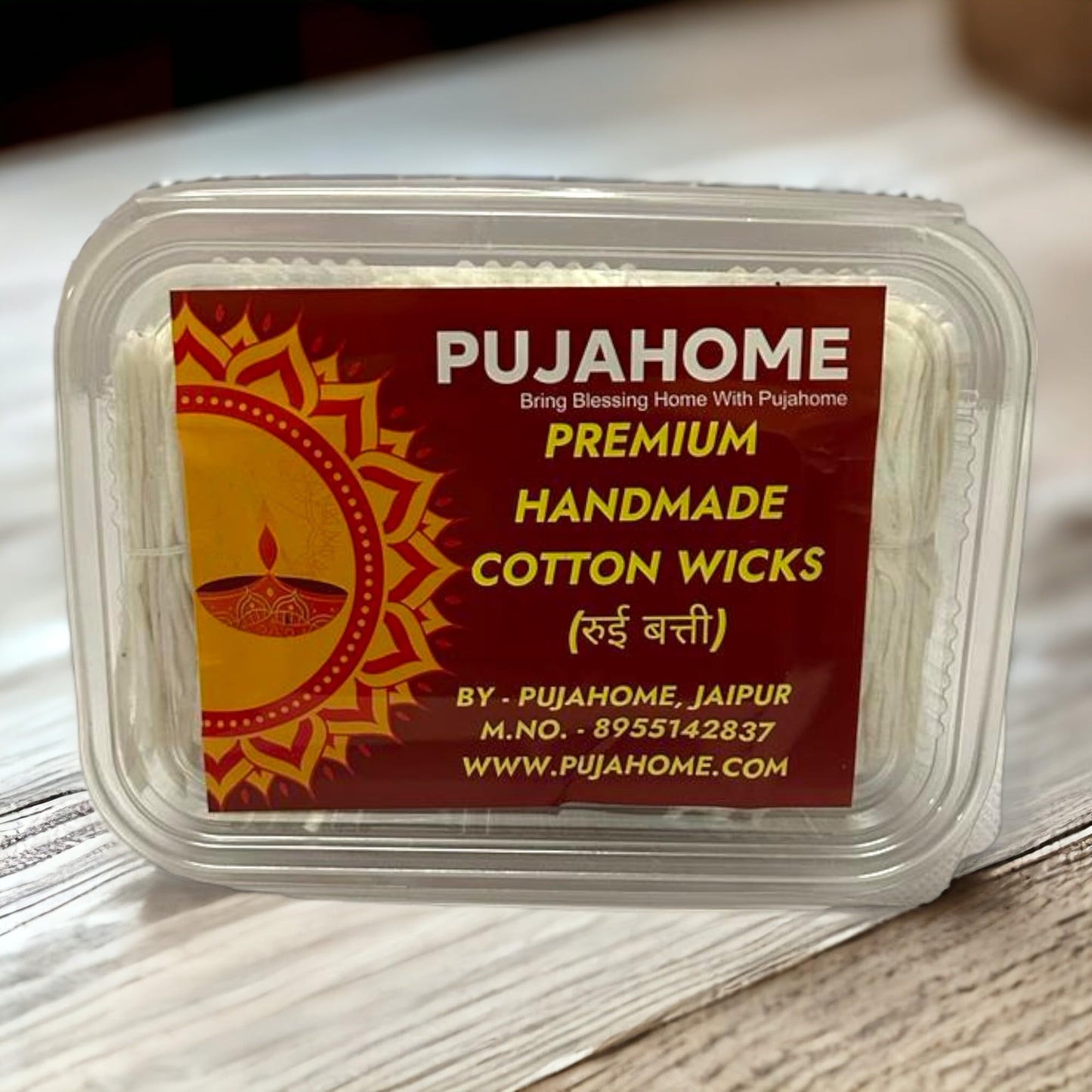 Pujahome Handmade Comber Long Cotton Wicks, Lambi Cotton Batti Box for Diwali Puja, Diya Pack of 2000 Wicks