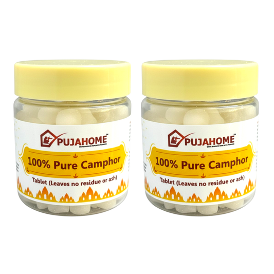 Pujahome 100% Pure Premium Camphor Tablets (Kapur / Kapoor / Kapooram) – 50g × 2 Packs