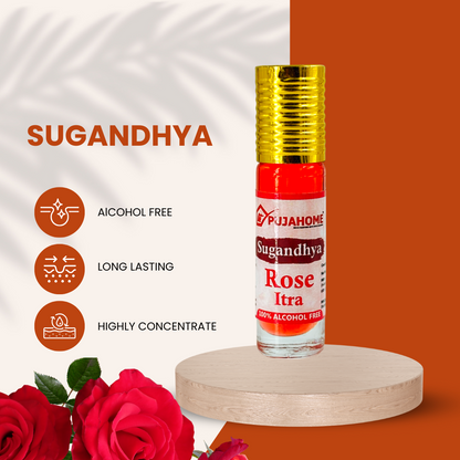 Pujahome Sugandhya Rose Itra For Puja 6ML (Pack of 1)