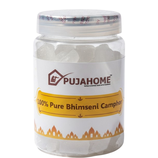 Pujahome 100% Pure Organic & Original Bhimseni Camphor (Kapur) – 100g Pack