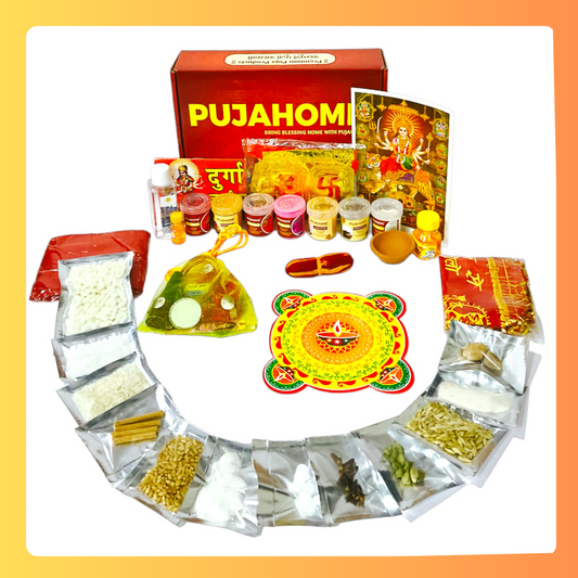 Pujahome Navratri Puja Samagri Kit/Navdurga Puja Kit for Durga Pujan (30+ Items Kit)