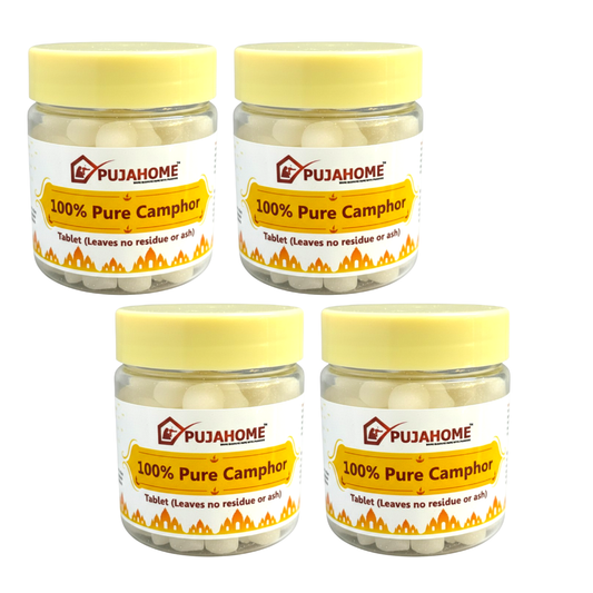 Pujahome 100% Pure Premium Camphor Tablets (Kapur / Kapoor / Kapooram) – 50g × 4 Packs