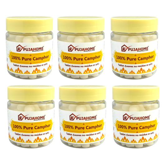 Pujahome 100% Pure Premium Camphor Tablets (Kapur / Kapoor / Kapooram) – 50g × 6 Packs