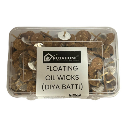 Pujahome Eco-Friendly Cork-Based Floating Oil Wicks Diya Bati Parsi Vat Pack of (250 Wicks)