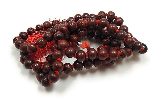 Pujahome Original Red Sandalwood Mala/Rakta Chandan Mala (Size: 7mm, Beads: 108+1)