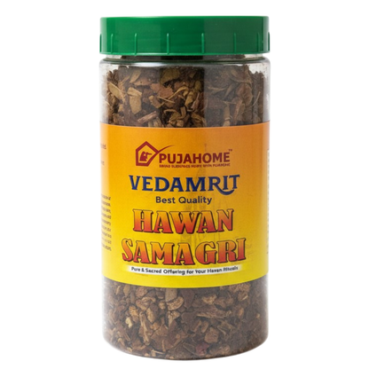 Pujahome 100% Pure and Natural | Mixture of Various Dried Herbal Roots and Leaves for Vedic Yagya Pujan 400 Gram Jar (Pack of 2)