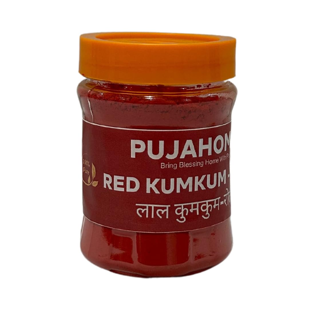 Pujahome Roli Pure Haldi Kumkum - Original Puja Roli | Natural & Pure kumkum for Pooja (200grams jar)