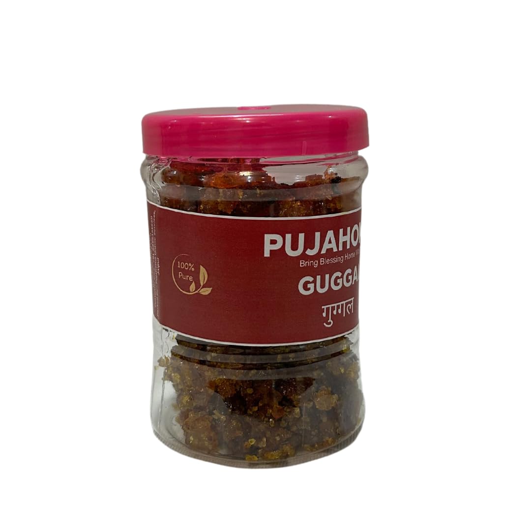 Pujahome Guggal (Pure, Natural) Guggal/Gugal/Guggul/Commiphora Guggal for Puja, Dhoop, Dhuni or Hawan (100 Gram Box)
