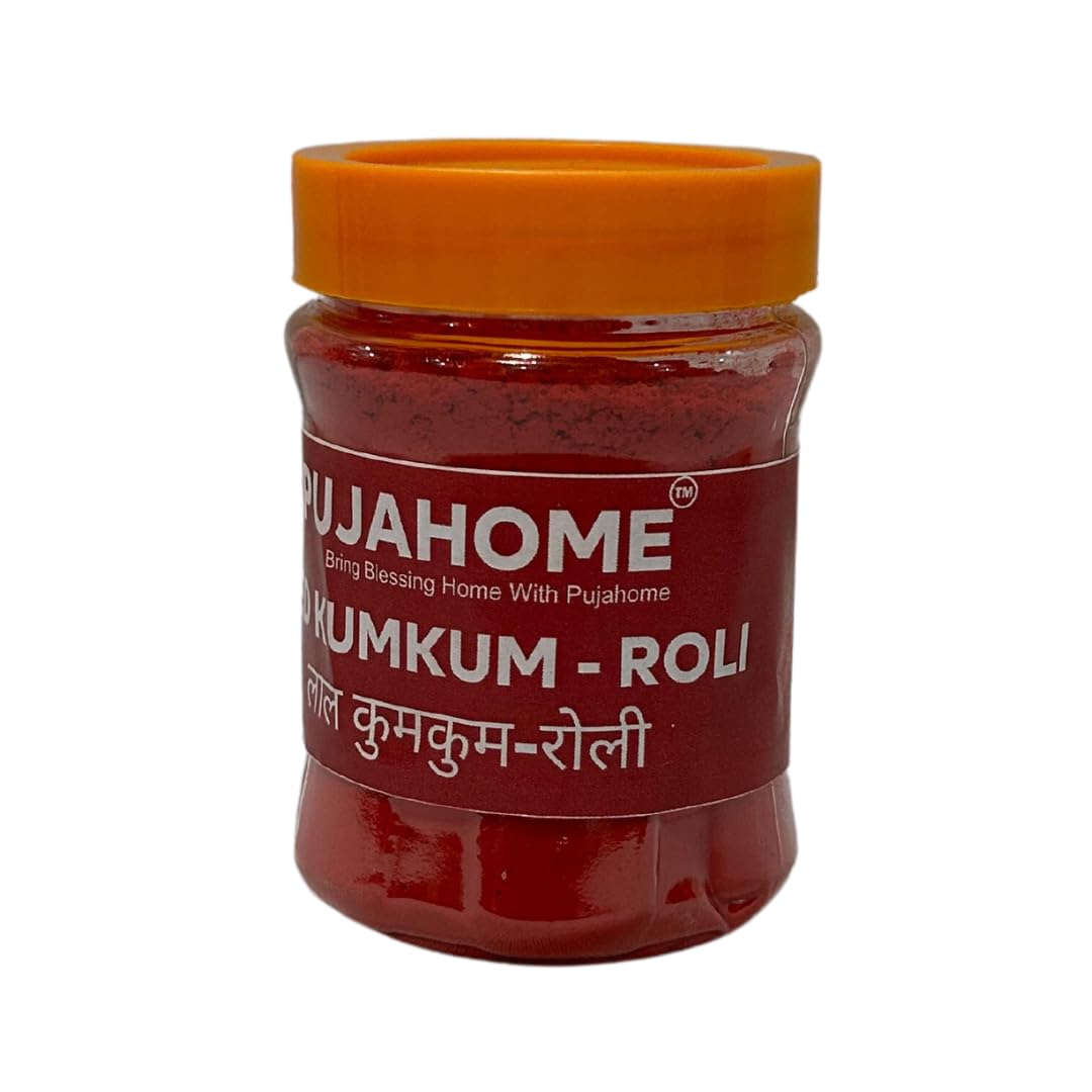 Pujahome Roli Pure Haldi Kumkum - Original Puja Roli | Natural & Pure kumkum for Pooja (200grams jar)