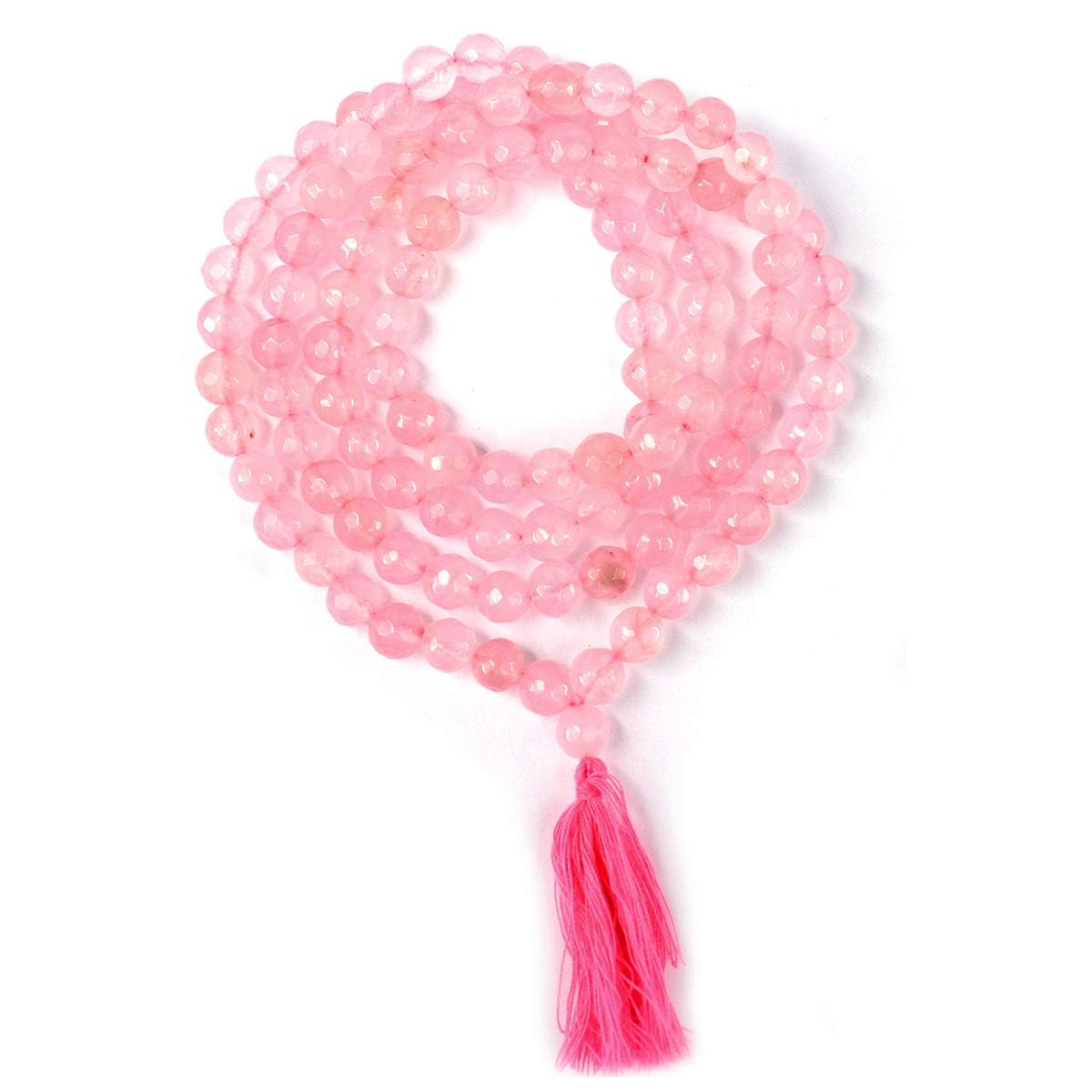 Pujahome Pink Hakik Mala/Pink Agate Mala (Size: 7mm, Beads: 108+1)