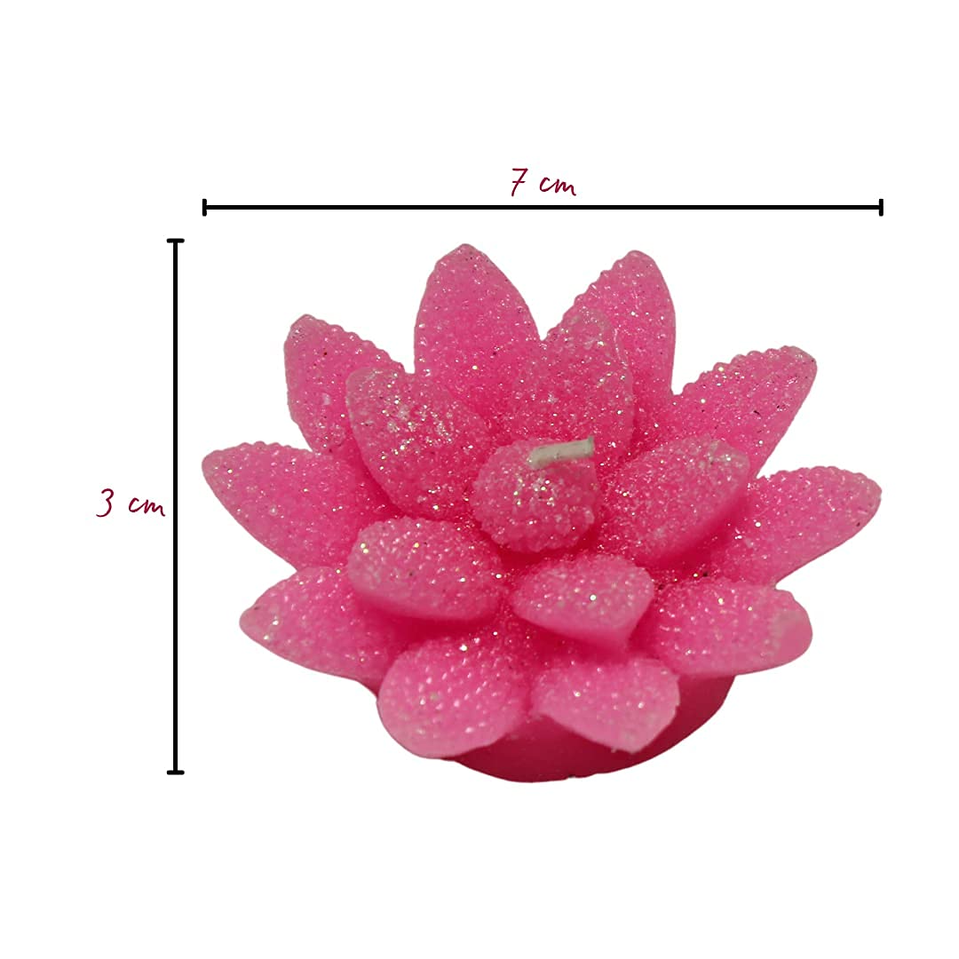 Pujahome Multicolor Floating Flower Candles, Set of 3 (Pink)