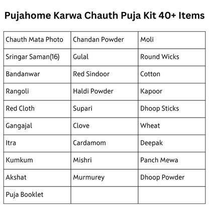 Pujahome Karwa Chauth Puja Samagri Kit with NavShringaar Saman (40+ Items)