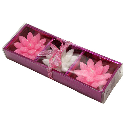 Pujahome Multicolor Floating Flower Candles, Set of 6 (Pink)