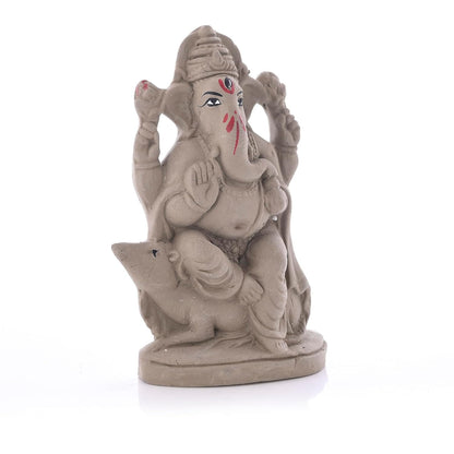 Pujahome Panchgavya Mitti Mushak Ganesh Idol | Eco-Friendly Handcrafted | Ganesh Chaturthi (6.5x3.5 Inches)