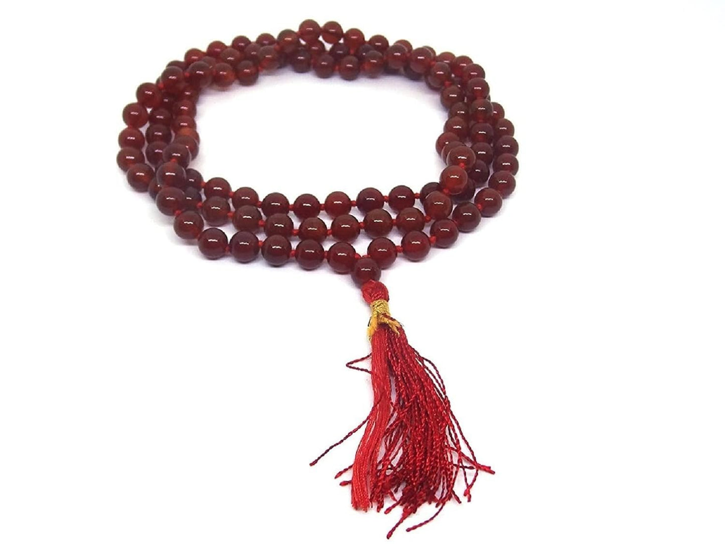 Pujahome Red Hakik Mala/Red Agate Mala (Size: 7mm, Beads: 108+1)