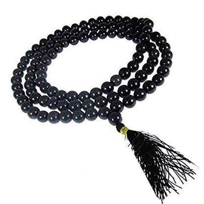 Pujahome Black Hakik Mala/Black Agate Mala (Size: 7mm, Beads: 108+1)